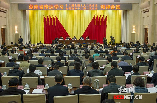 湖南召开会议传达学习全国两会精神。